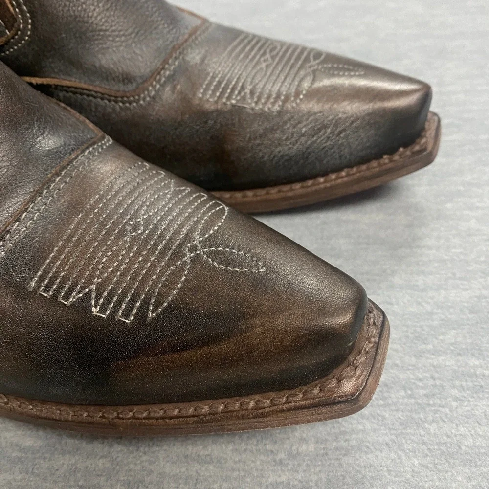 Freebird Wyoming Women's 9 Western Ankle Boots Brown Leather Cowgirl Western - Picture 8 of 16